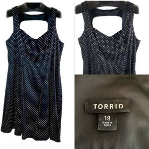 TORRID Size 18  Black Polka Dotted Pin-Up Dress A-Line Sleeveless